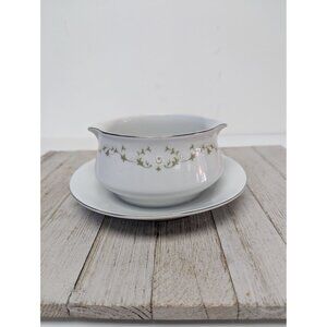 Sheffield China Japan Elegance Gravy Boat with Attached Underplate Floral